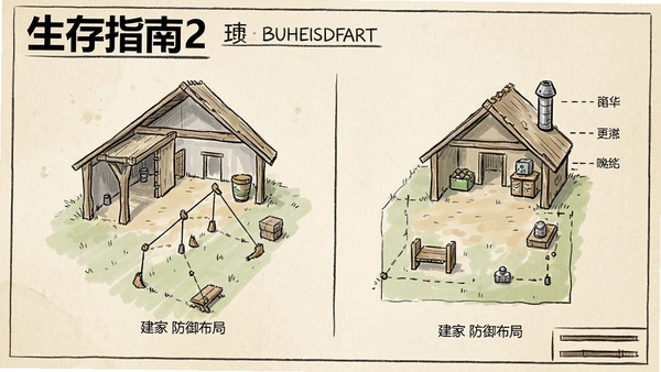生存指南2 建家 防御布局 示意图