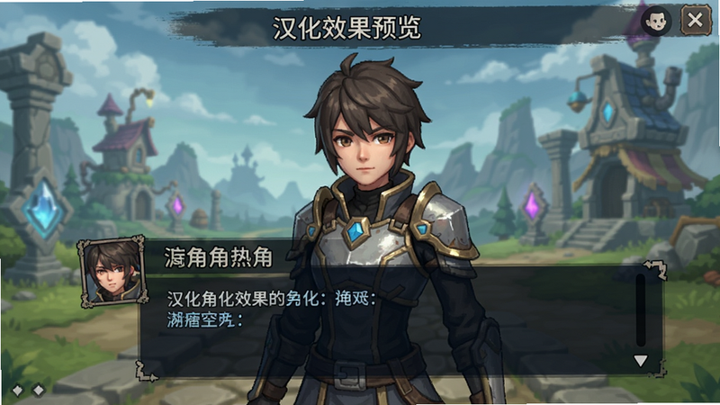 游戏角色对话界面汉化效果预览图
