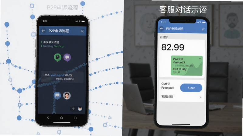 P2P申诉流程和客服对话界面示例