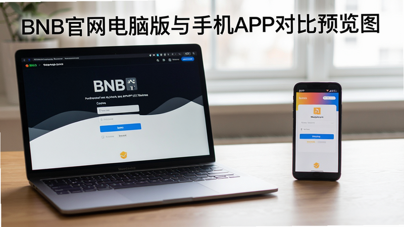 ����ڷ��űʼǱ����Ժ��ֻ����ֱ��BNB������APP�ĵ�¼���棬������Ļ�����໥��Ӧ�����ġ�BNB�������԰����ֻ�APP�Ա�Ԥ��ͼ��