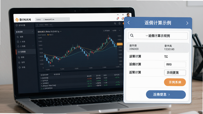 币安交易界面与返佣计算示例图