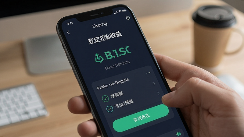 手机屏幕上显示稳定币挖矿收益界面