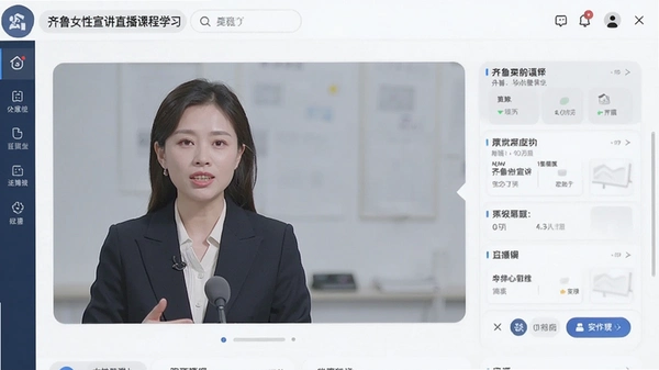 齐鲁女性宣讲直播课程学习界面