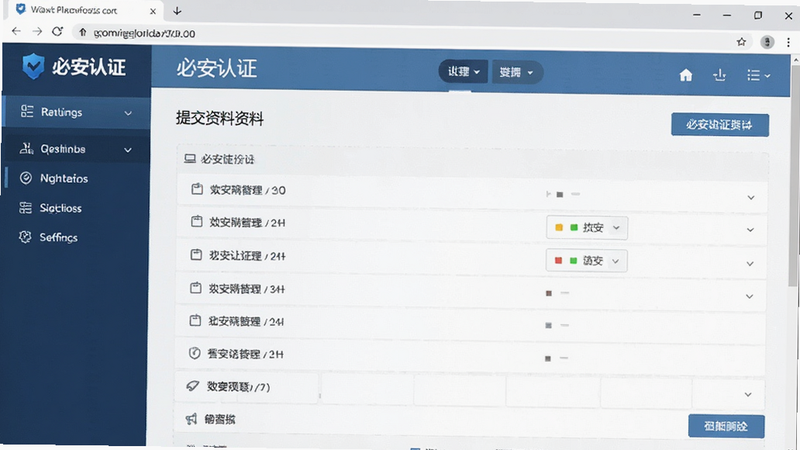 必安认证提交资料界面截图