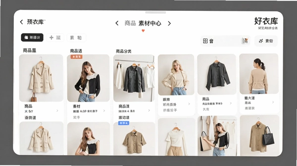 好衣库App商品分类和素材中心界面预览
