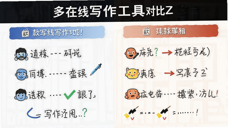 多款在线写作工具对比图