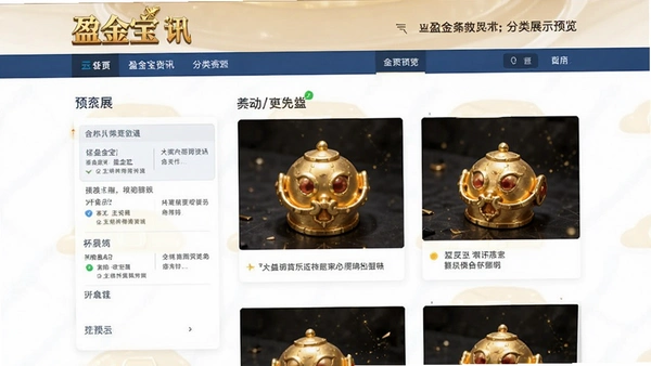 盈金宝资讯页面分类展示预览图