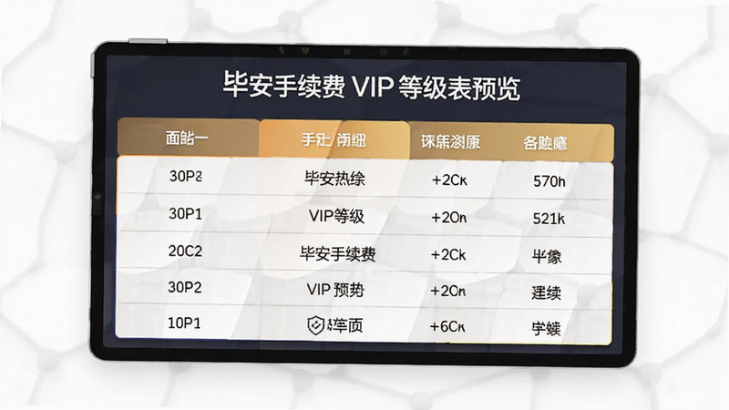 毕安手续费VIP等级表预览图