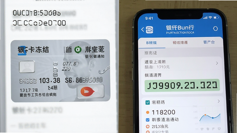 银行卡冻结通知截图与手机银行界面