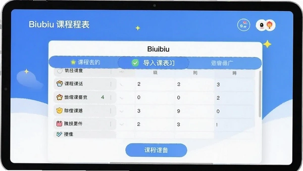 Biubiu课程表 导入课表功能界面