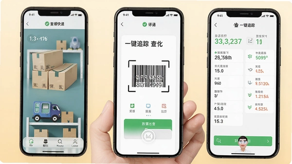 查快递一键追踪 条码扫描比价界面