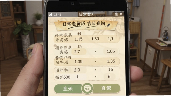 日常老黄历吉日查询功能界面