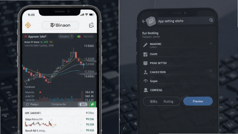 币安所APP交易界面与网络设置预览图