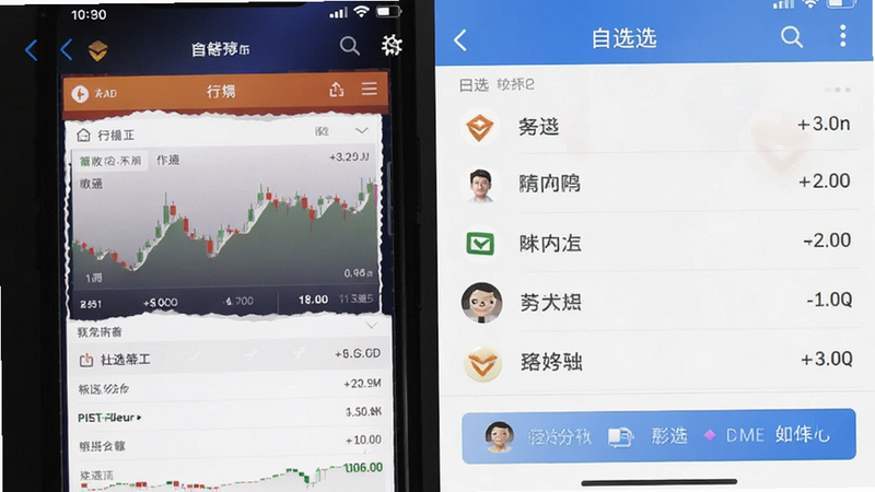 安币手机版行情界面和自选列表操作截图