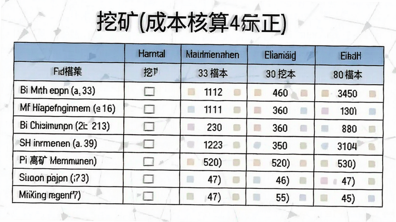 挖矿成本核算表格示例