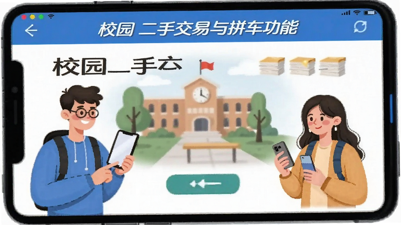 校园二手交易与拼车功能展示图