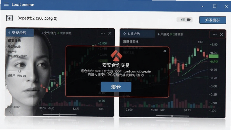 b安合约交易界面与爆仓提示截图