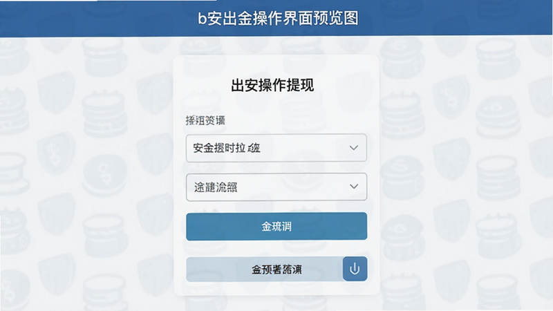 出金操作界面截图示例,展示提现流程和选项,名称:b安出金操作界面预览图