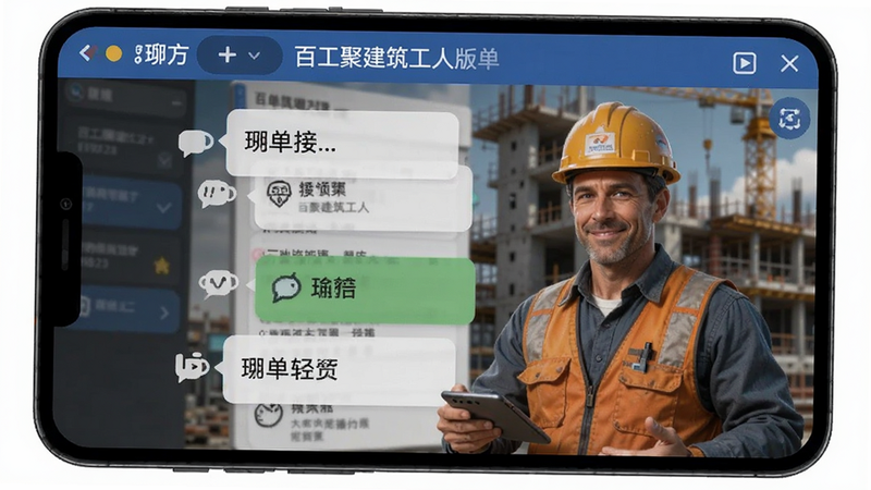 百工聚建筑工人版接单聊天界面预览图