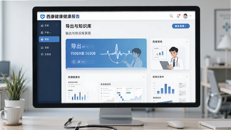 西康健康健康报告导出与知识库界面预览图