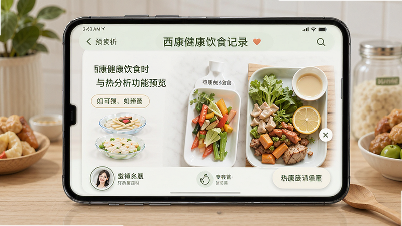 西康健康饮食记录与热量分析功能预览图