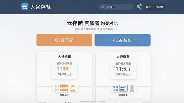 大谷云app云存储套餐购买页面价格对比