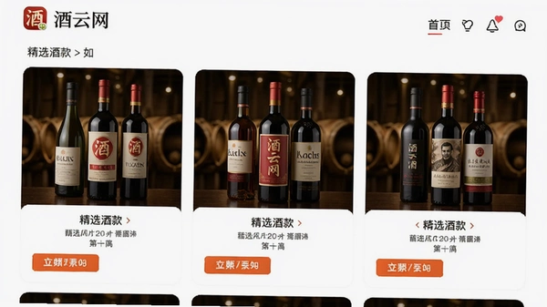 酒云网app首页精选酒款展示