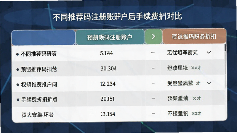 不同推荐码注册账户后手续费折扣对比表格预览图