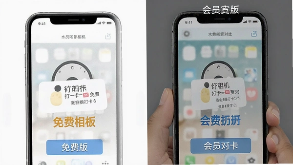 真实打卡水印相机免费版与会员版功能对比
