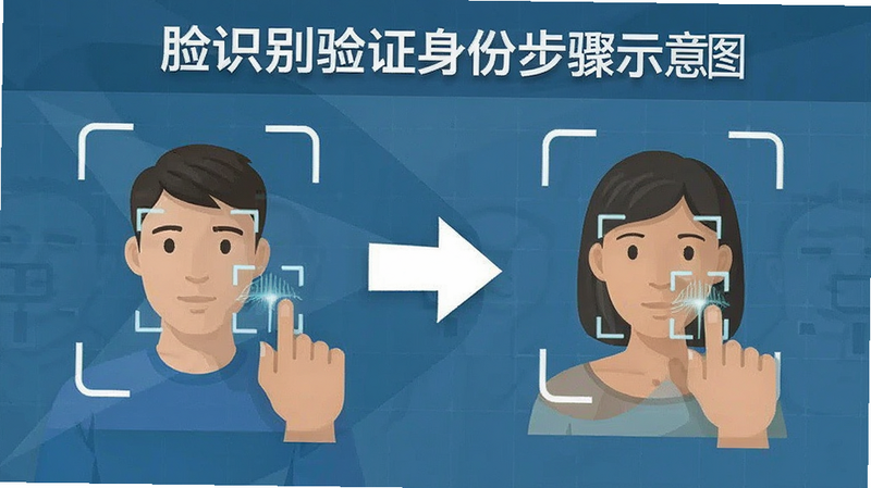 人脸识别验证身份步骤示意图