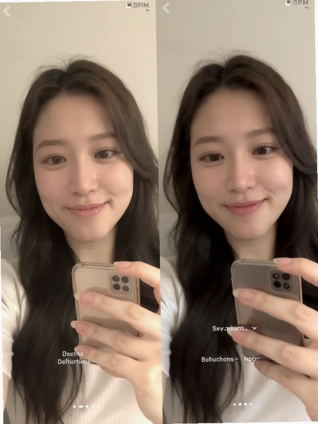 柔光美颜自拍效果对比预览图