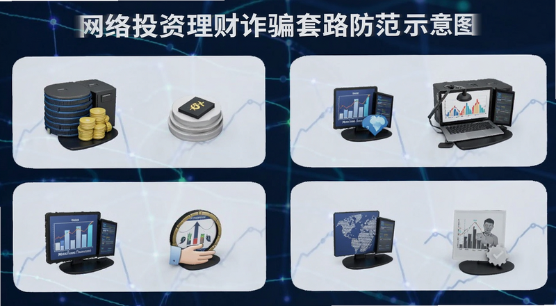 网络投资理财诈骗套路防范示意图