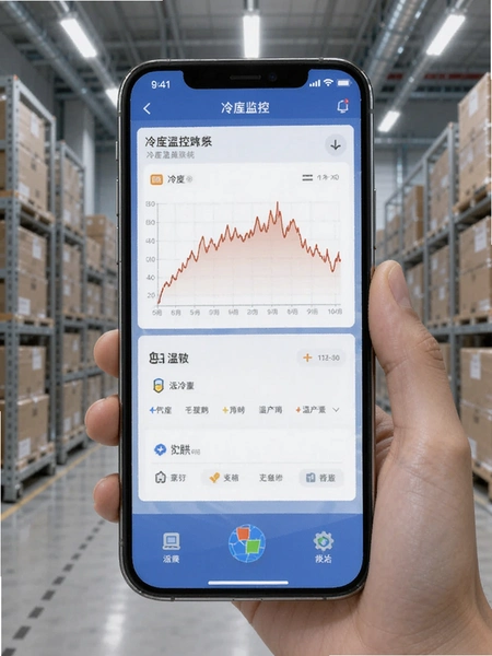 冷库远程监控系统手机端实时温度曲线界面预览图