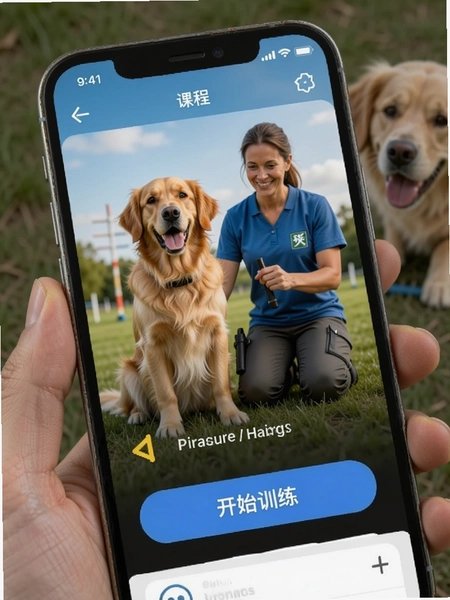 �ֻ���Ļ��ʾ����ѵ��App�Ŀγ��б����棬����ͼ�н�ëȮ��ѵ��ʦ���·��С���ʼѵ������ť