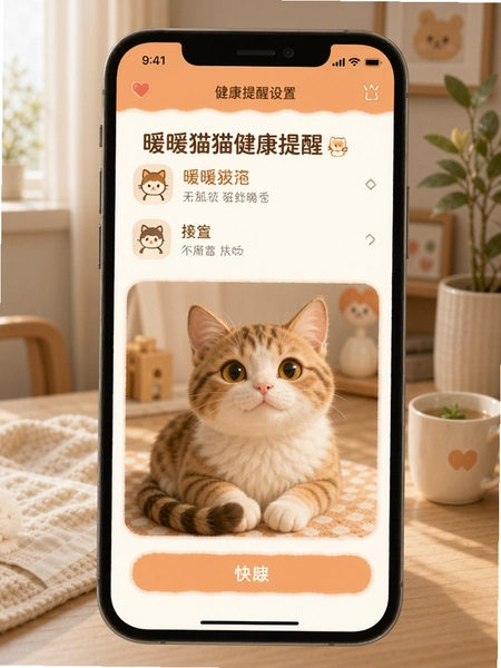 暖暖猫猫健康提醒设置页面预览