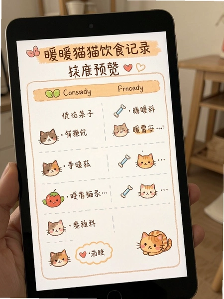 暖暖猫猫饮食记录图表预览
