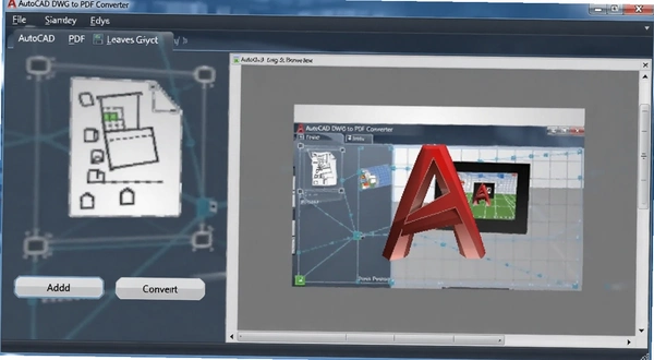 AutoCAD DWG to PDF Converter主界面文件添加和转换按钮预览图