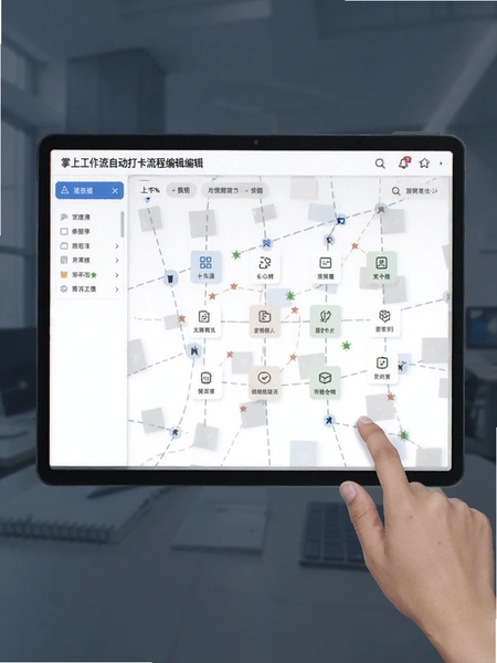 掌上工作流自动打卡流程编辑界面预览图