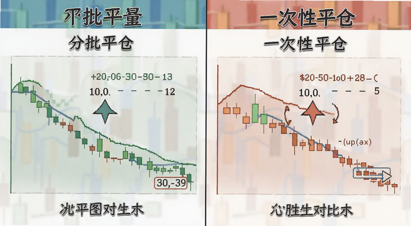 分批平仓与一次性平仓对比图