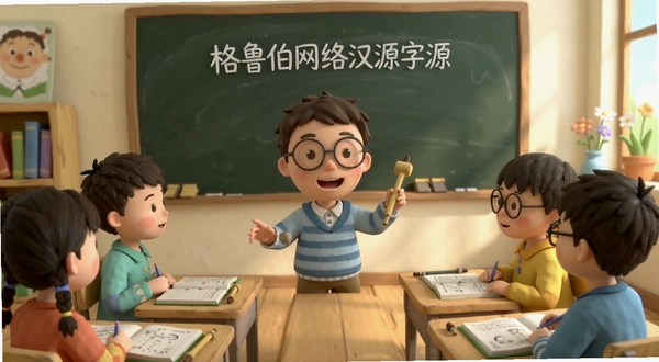 格鲁伯网络学堂汉字启蒙字源讲解画面