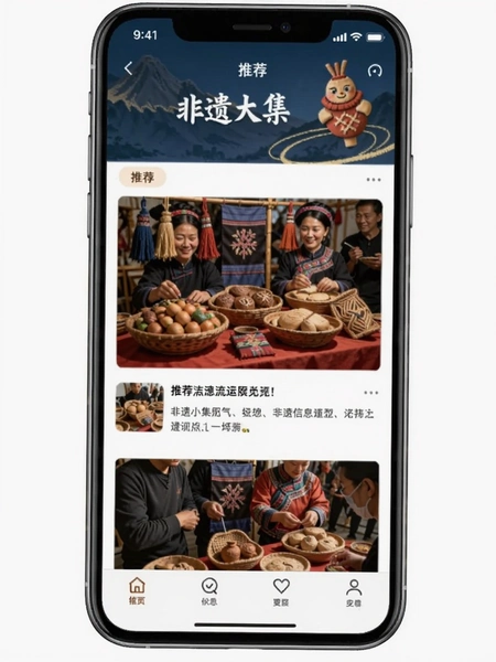 非遗大集首页推荐信息流预览图