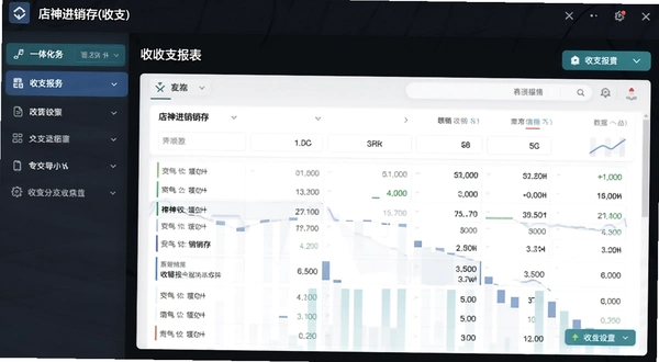 店神进销存(收支)一体化软件 收支报表界面