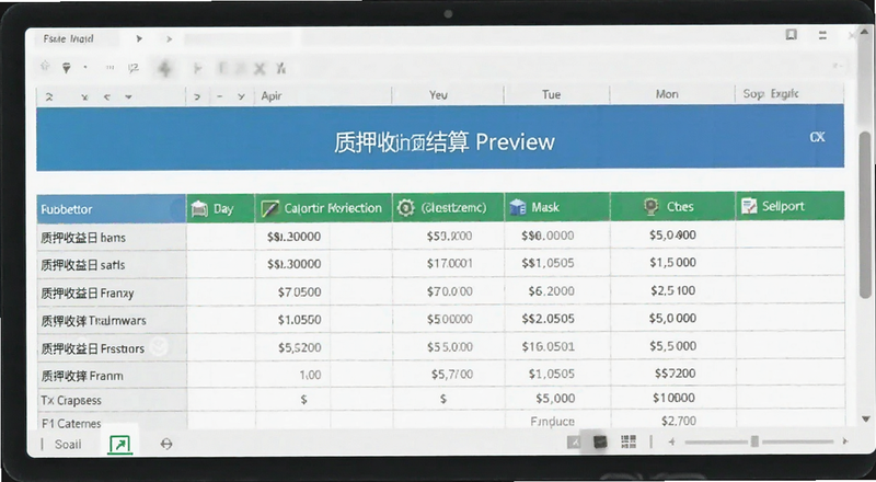 质押收益日结算表格截图预览图