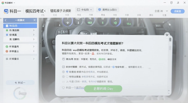 科目一科目四模拟考试错题解析界面