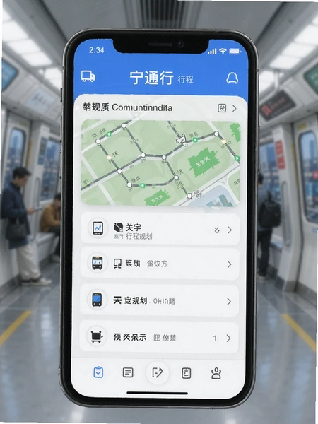 宁通行行程规划与地铁跳转提示界面预览图