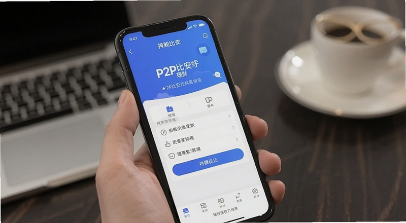 手机展示P2P比安借款理财操作界面