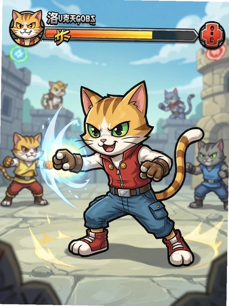 洛克王国世界武斗酷猫战斗画面