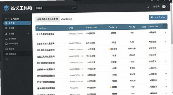 站长工具箱关键词排名批量查询结果列表界面