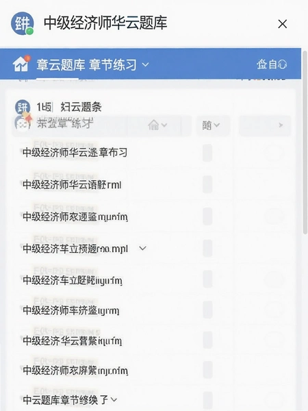 中级经济师华云题库章节练习列表页面展示