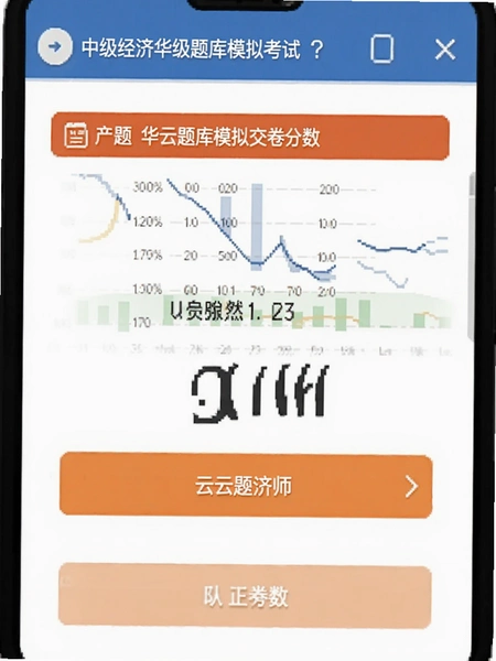 中级经济师华云题库模拟考试交卷分数界面